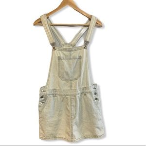 Denim distressed skirt overalls light blue large